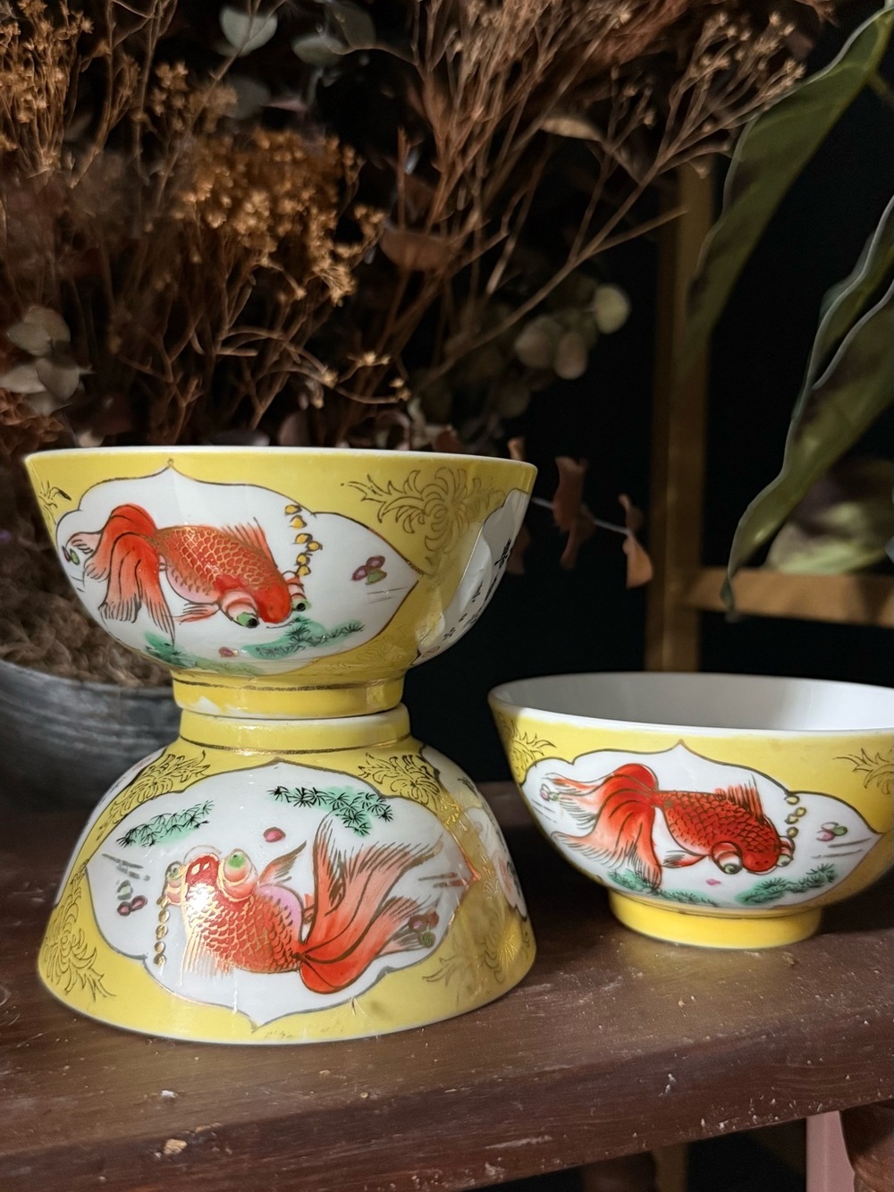 Yellow Goldfish Porcelain Decorative Bowls